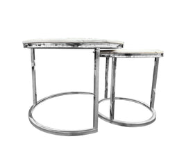 Nesting style Coffee Table - White on Silver - 60cm/45cm - ElectronX Plus