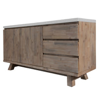 Stony 160cm Acacia Timber Buffet with Concrete Top - White - ElectronX Plus