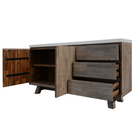 Stony 160cm Acacia Timber Buffet with Concrete Top - White - ElectronX Plus