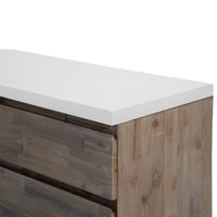 Stony 160cm Acacia Timber Buffet with Concrete Top - White - ElectronX Plus