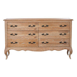 Bali Dresser 6 Chest of Drawers Storage Cabinet Oak - ElectronX Plus