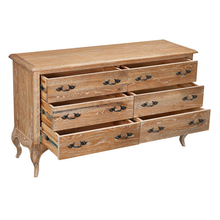 Bali Dresser 6 Chest of Drawers Storage Cabinet Oak - ElectronX Plus