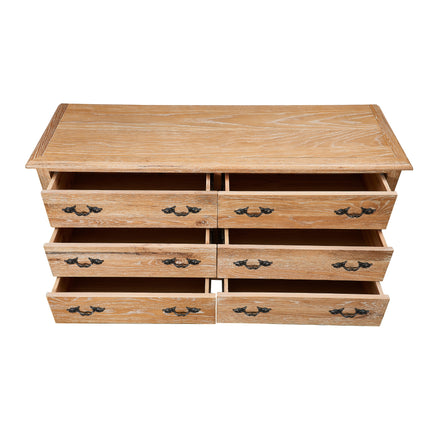 Bali Dresser 6 Chest of Drawers Storage Cabinet Oak - ElectronX Plus