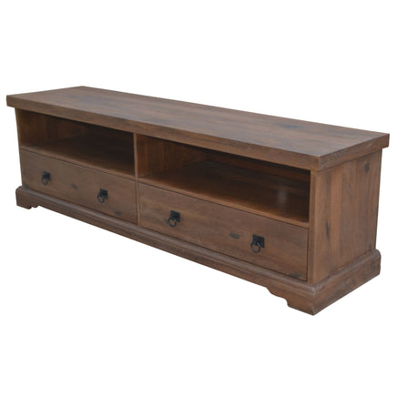 Florence  ETU Entertainment TV Unit 180cm 2 Drawer Solid Mango Timber Wood - ElectronX Plus