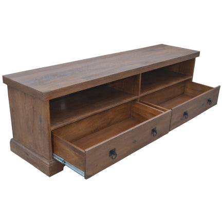 Florence  ETU Entertainment TV Unit 180cm 2 Drawer Solid Mango Timber Wood - ElectronX Plus