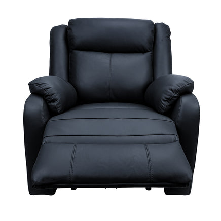 Bella 1 Seater Electric Recliner Genuine Leather Upholstered Lounge - Black - ElectronX Plus