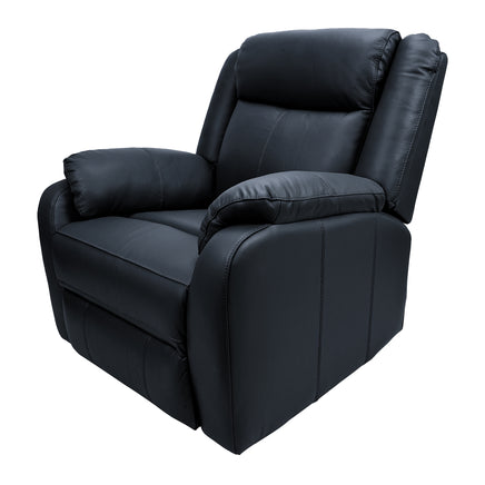 Bella 1 Seater Electric Recliner Genuine Leather Upholstered Lounge - Black - ElectronX Plus