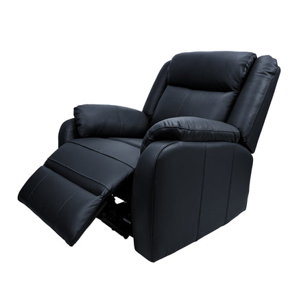 Bella 1 Seater Electric Recliner Genuine Leather Upholstered Lounge - Black - ElectronX Plus