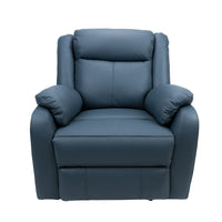 Bella 1 Seater Electric Recliner Genuine Leather Upholstered Lounge - Blue - ElectronX Plus