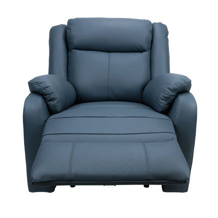 Bella 1 Seater Electric Recliner Genuine Leather Upholstered Lounge - Blue - ElectronX Plus