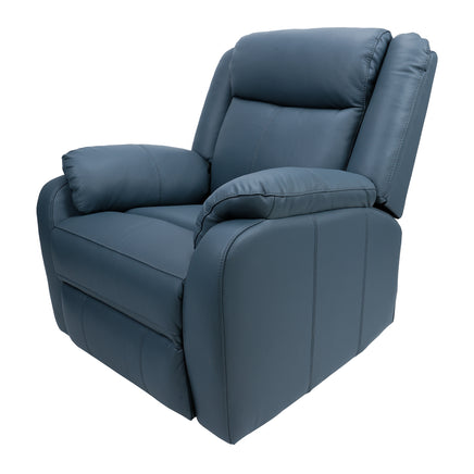 Bella 1 Seater Electric Recliner Genuine Leather Upholstered Lounge - Blue - ElectronX Plus