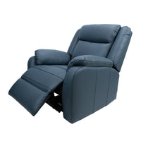 Bella 1 Seater Electric Recliner Genuine Leather Upholstered Lounge - Blue - ElectronX Plus