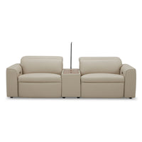 Hallie  2 Seater Genuine Leather Sofa Lounge Electric Powered Recliner Beige - ElectronX Plus