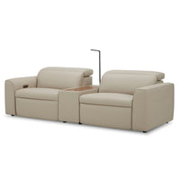 Hallie  2 Seater Genuine Leather Sofa Lounge Electric Powered Recliner Beige - ElectronX Plus