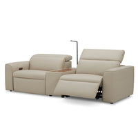 Hallie  2 Seater Genuine Leather Sofa Lounge Electric Powered Recliner Beige - ElectronX Plus