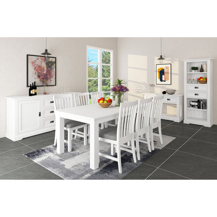 Laelia Buffet Table 166cm 2 Door 3 Drawer Acacia Wood Coastal Furniture -White - ElectronX Plus