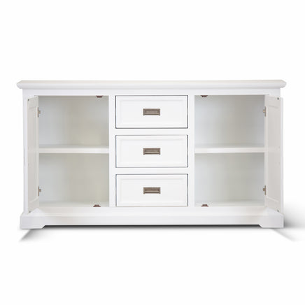 Laelia Buffet Table 166cm 2 Door 3 Drawer Acacia Wood Coastal Furniture -White - ElectronX Plus