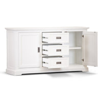 Laelia Buffet Table 166cm 2 Door 3 Drawer Acacia Wood Coastal Furniture -White - ElectronX Plus