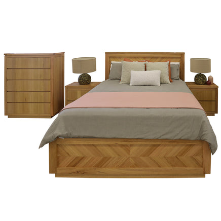 Rosemallow 4pc King Bed Frame Bedroom Suite Timber Bedside Tallboy Package Set - ElectronX Plus