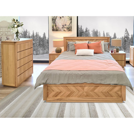 Rosemallow 4pc King Bed Frame Bedroom Suite Timber Bedside Tallboy Package Set - ElectronX Plus