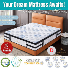 Majestic Rest Double 7 Zones Luxury Premium Firm Pocket Spring 34cm Mattress - ElectronX Plus