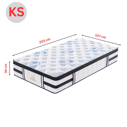 Majestic Rest King Single Size 7 Zones Luxury Premium Firm Pocket Spring 34cm Mattress - ElectronX Plus