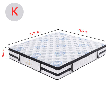 Majestic Rest King Size 7 Zones Luxury Premium Firm Pocket Spring 34cm Mattress - ElectronX Plus