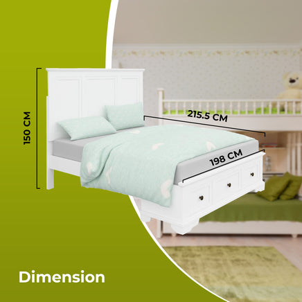 Celosia 4pc King Bed Frame Bedroom Suite Timber Bedside Tallboy Package - White - ElectronX Plus