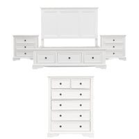 Celosia 4pc Queen Bed Frame Bedroom Suite Timber Bedside Tallboy Package - White - ElectronX Plus