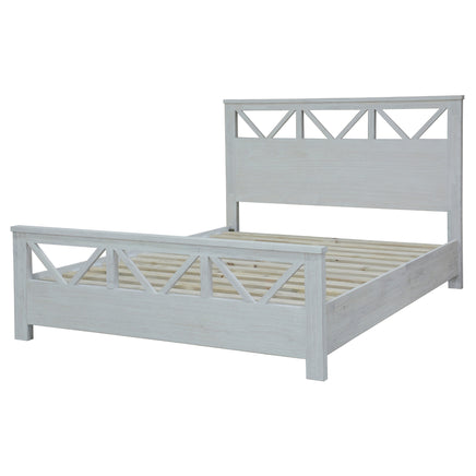 Myer 5pc King Bed Suite Bedside Dresser Bedroom Furniture Package White Wash - ElectronX Plus