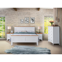 Lobelia 4pc Double Bed Suite Bedside Tallboy Bedroom Furniture Package - White - ElectronX Plus