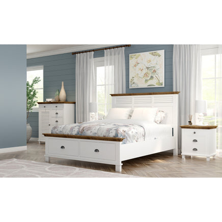 Virginia 4pc King Bed Suite Bedside Tallboy Bedroom Furniture Package - White - ElectronX Plus