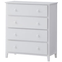 Wisteria Tallboy 4 Chest of Drawers Solid Rubber Wood Bed Storage Cabinet -White - ElectronX Plus