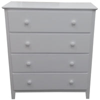 Wisteria Tallboy 4 Chest of Drawers Solid Rubber Wood Bed Storage Cabinet -White - ElectronX Plus