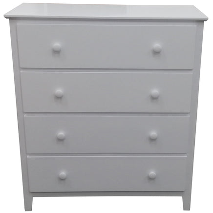 Wisteria Tallboy 4 Chest of Drawers Solid Rubber Wood Bed Storage Cabinet -White - ElectronX Plus