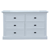 Beechworth Dresser 6 Chest of Drawers Pine Wood Storage Cabinet Hampton - White - ElectronX Plus