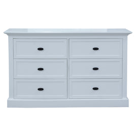 Beechworth Dresser 6 Chest of Drawers Pine Wood Storage Cabinet Hampton - White - ElectronX Plus