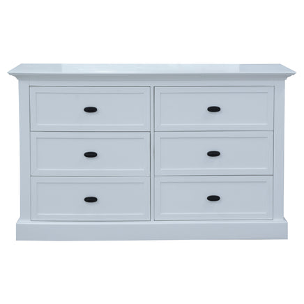 Beechworth Dresser 6 Chest of Drawers Pine Wood Storage Cabinet Hampton - White - ElectronX Plus