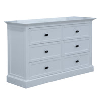 Beechworth Dresser 6 Chest of Drawers Pine Wood Storage Cabinet Hampton - White - ElectronX Plus