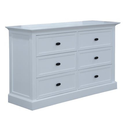 Beechworth Dresser 6 Chest of Drawers Pine Wood Storage Cabinet Hampton - White - ElectronX Plus