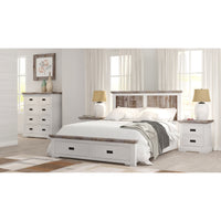 Fiona 4pc King Bed Suite Bedside Tallboy Bedroom Furniture Package White Grey - ElectronX Plus