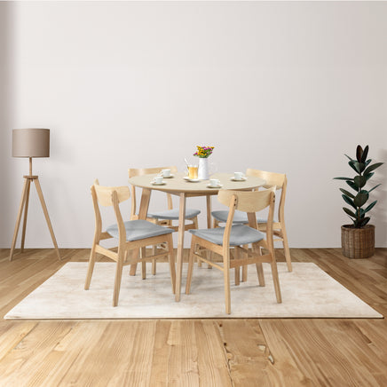 Cusco 100cm Round Dining Table Scandinavian Style Solid Rubberwood Natural - ElectronX Plus