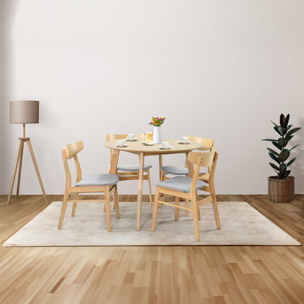 Cusco 100cm Round Dining Table Scandinavian Style Solid Rubberwood Natural - ElectronX Plus