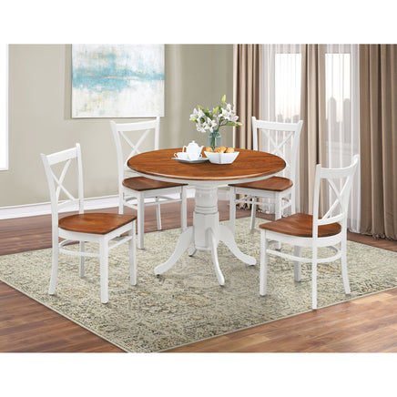 Lupin Round Dining Table 106cm Pedestral Stand Solid Rubber Wood - White Oak - ElectronX Plus