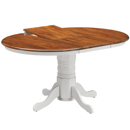 Lupin Extendable Dining Table 150cm Pedestral Stand Solid Rubber Wood -White Oak - ElectronX Plus