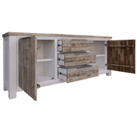 Plumeria Buffet Table 200cm 2 Door 3 Drawer Solid Acacia Timber - White Brush - ElectronX Plus