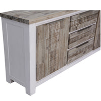 Plumeria Buffet Table 200cm 2 Door 3 Drawer Solid Acacia Timber - White Brush - ElectronX Plus