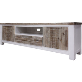 Plumeria ETU Entertainment TV Unit 210cm 2 Door Solid Acacia Timber -White Brush - ElectronX Plus