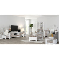 Plumeria ETU Entertainment TV Unit 210cm 2 Door Solid Acacia Timber -White Brush - ElectronX Plus