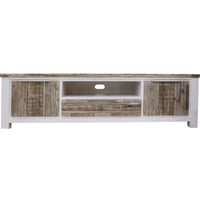 Plumeria ETU Entertainment TV Unit 210cm 2 Door Solid Acacia Timber -White Brush - ElectronX Plus